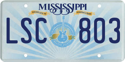 MS license plate LSC803