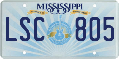 MS license plate LSC805