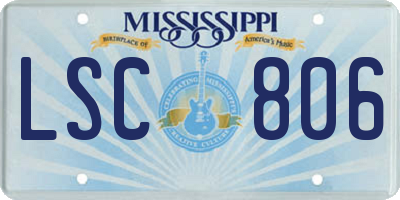 MS license plate LSC806