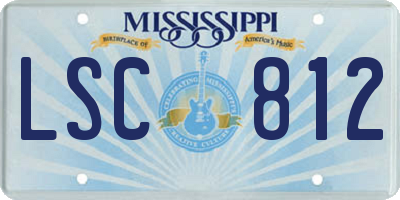 MS license plate LSC812