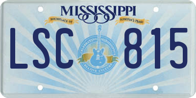 MS license plate LSC815
