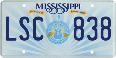 MS license plate LSC838