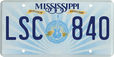 MS license plate LSC840