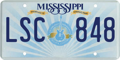 MS license plate LSC848