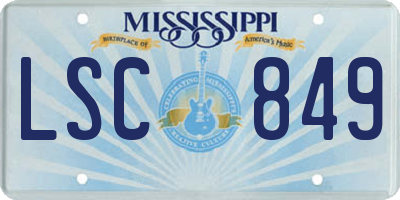 MS license plate LSC849