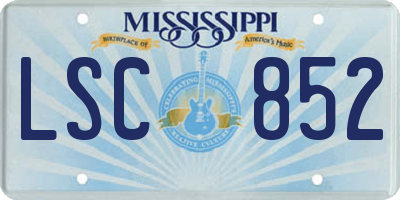 MS license plate LSC852