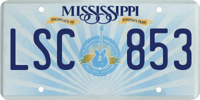 MS license plate LSC853