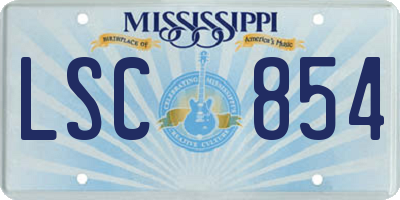 MS license plate LSC854