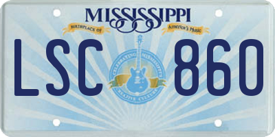 MS license plate LSC860