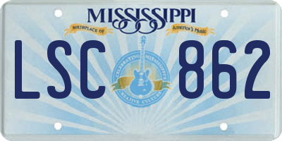 MS license plate LSC862