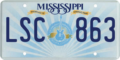 MS license plate LSC863