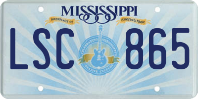 MS license plate LSC865