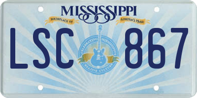 MS license plate LSC867