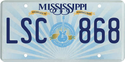 MS license plate LSC868