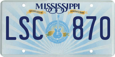 MS license plate LSC870
