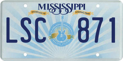MS license plate LSC871