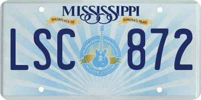 MS license plate LSC872