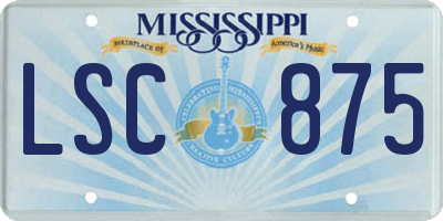 MS license plate LSC875