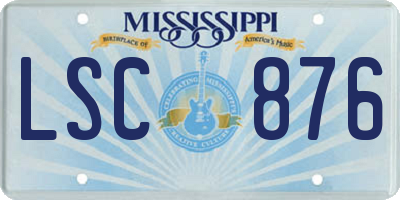 MS license plate LSC876
