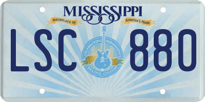 MS license plate LSC880