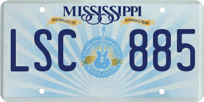 MS license plate LSC885