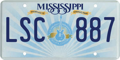 MS license plate LSC887