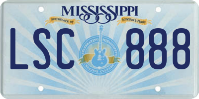 MS license plate LSC888