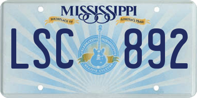 MS license plate LSC892