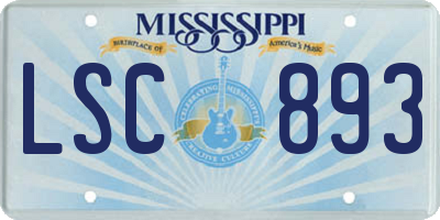 MS license plate LSC893