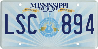 MS license plate LSC894