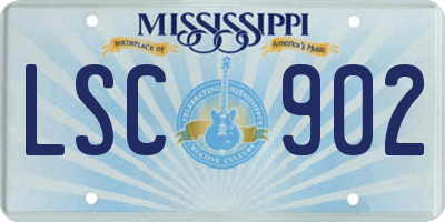 MS license plate LSC902