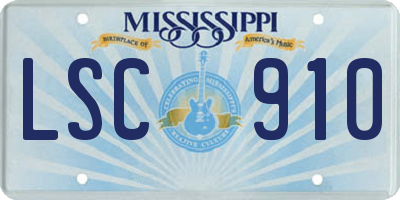 MS license plate LSC910