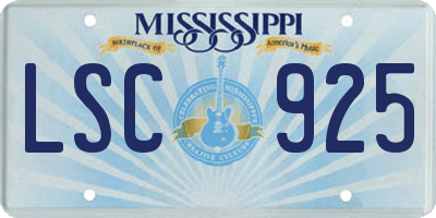MS license plate LSC925