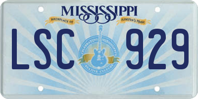 MS license plate LSC929