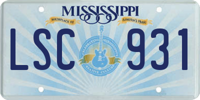 MS license plate LSC931