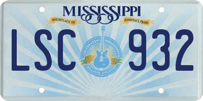 MS license plate LSC932