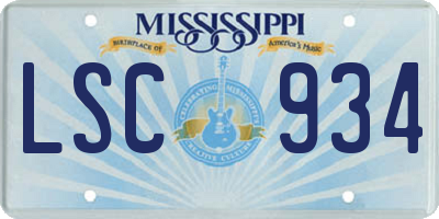 MS license plate LSC934