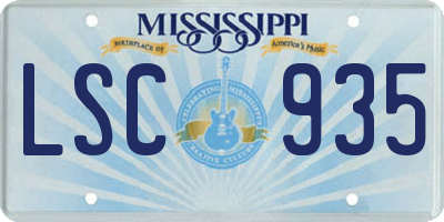 MS license plate LSC935