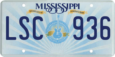 MS license plate LSC936
