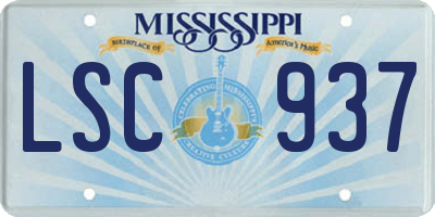 MS license plate LSC937