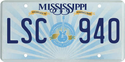 MS license plate LSC940