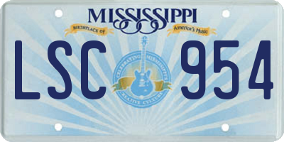 MS license plate LSC954