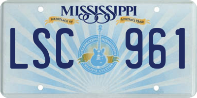 MS license plate LSC961