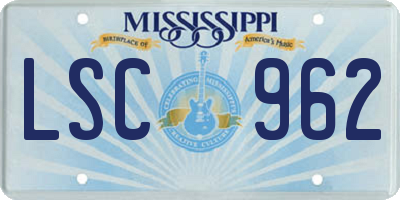 MS license plate LSC962