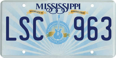 MS license plate LSC963