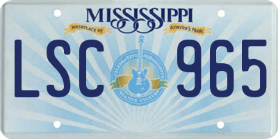 MS license plate LSC965