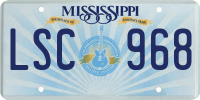 MS license plate LSC968