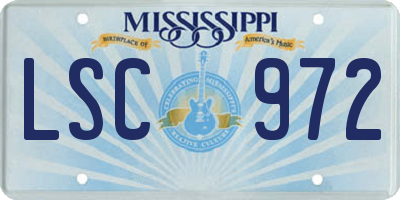 MS license plate LSC972
