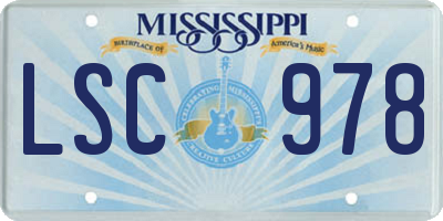 MS license plate LSC978
