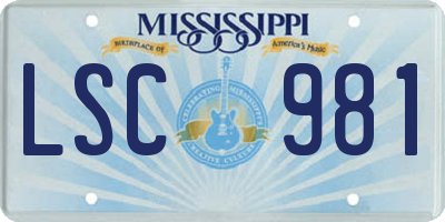 MS license plate LSC981